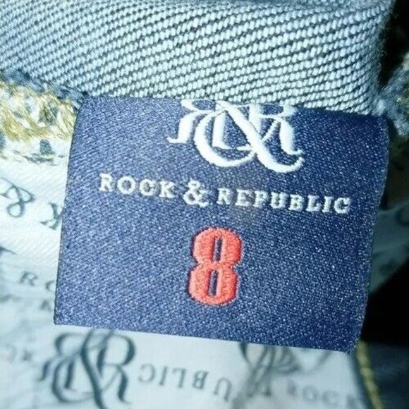 Rock & Republic Dark Wash Hula Denim Shorts - 8 - Picture 6 of 6
